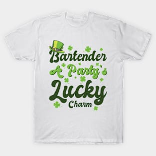 St. Patrick's Day Shamrock Clover Bartender Lucky Charm T-Shirt